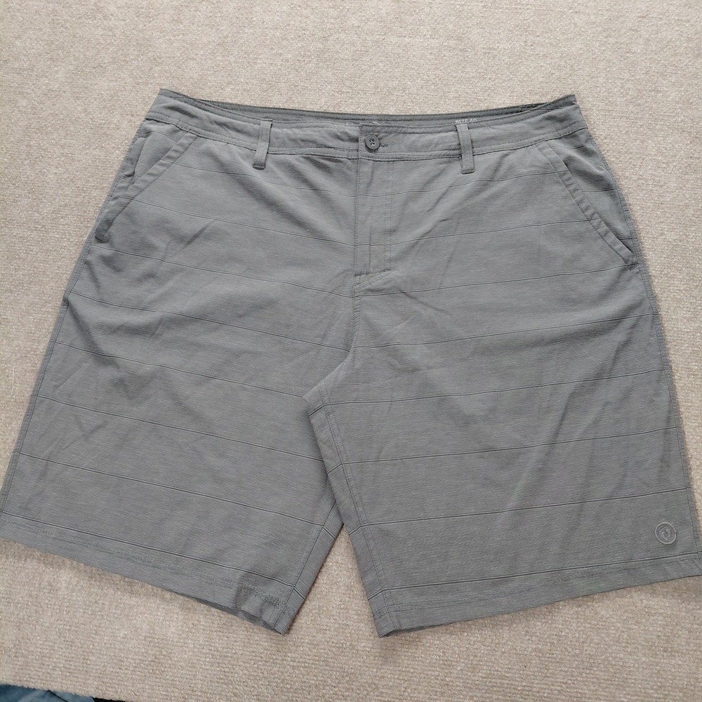 Hang Ten Mens Size 40 Gray Charcoal Stripe Stretch Performance Shorts 11" Inseam